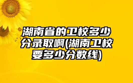 湖南省的衛(wèi)校多少分錄取啊(湖南衛(wèi)校要多少分數(shù)線)