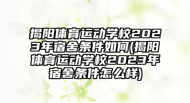 揭陽體育運(yùn)動(dòng)學(xué)校2023年宿舍條件如何(揭陽體育運(yùn)動(dòng)學(xué)校2023年宿舍條件怎么樣)