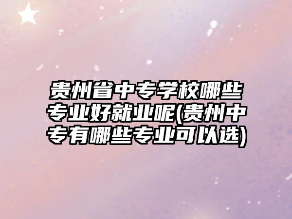 貴州省中專學校哪些專業(yè)好就業(yè)呢(貴州中專有哪些專業(yè)可以選)