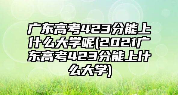 廣東高考423分能上什么大學呢(2021廣東高考423分能上什么大學)