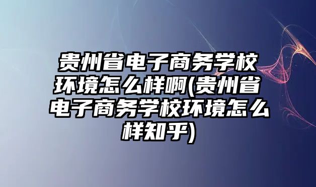 貴州省電子商務(wù)學(xué)校環(huán)境怎么樣啊(貴州省電子商務(wù)學(xué)校環(huán)境怎么樣知乎)