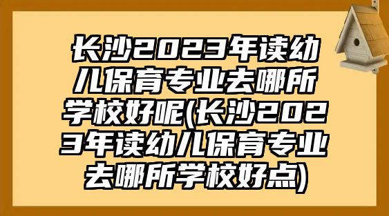 長沙2023年讀幼兒保育專業(yè)去哪所學(xué)校好呢(長沙2023年讀幼兒保育專業(yè)去哪所學(xué)校好點)