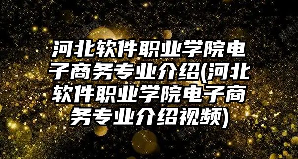 河北軟件職業(yè)學(xué)院電子商務(wù)專業(yè)介紹(河北軟件職業(yè)學(xué)院電子商務(wù)專業(yè)介紹視頻)