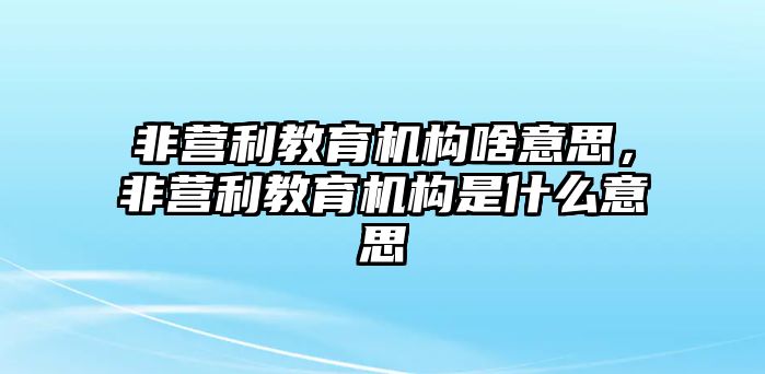 非營利教育機構(gòu)啥意思，非營利教育機構(gòu)是什么意思