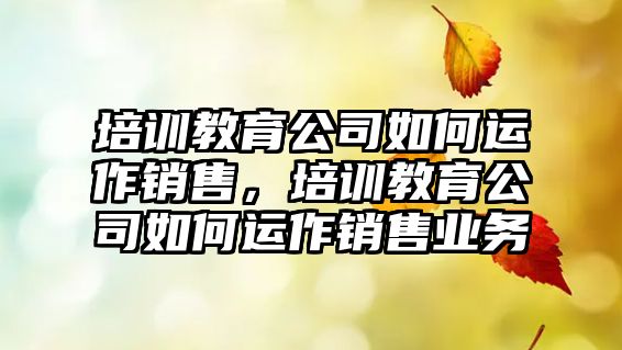 培訓(xùn)教育公司如何運作銷售，培訓(xùn)教育公司如何運作銷售業(yè)務(wù)