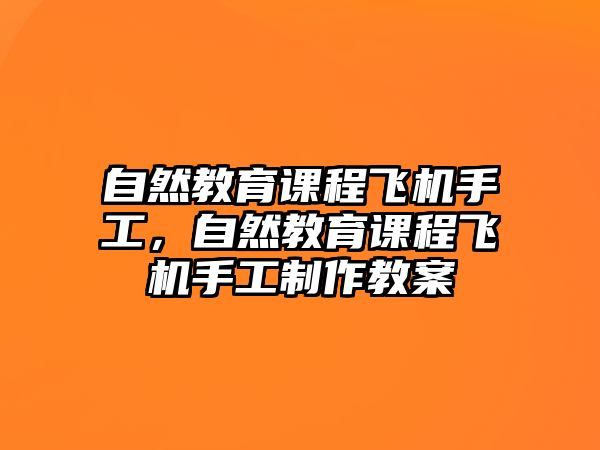 自然教育課程飛機手工，自然教育課程飛機手工制作教案