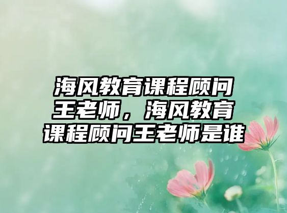 海風(fēng)教育課程顧問王老師，海風(fēng)教育課程顧問王老師是誰