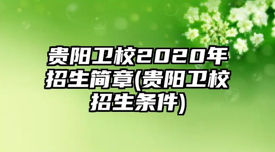 貴陽衛(wèi)校2020年招生簡章(貴陽衛(wèi)校招生條件)