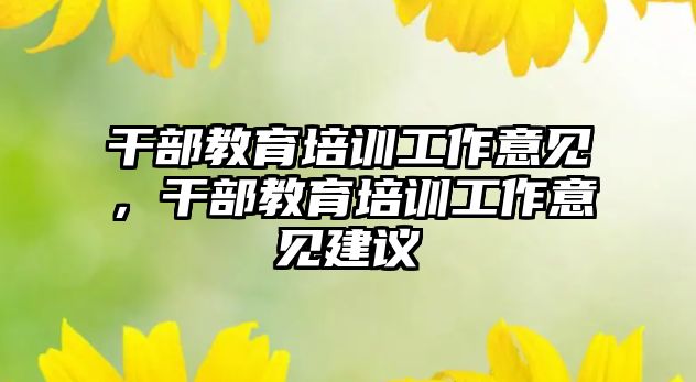 干部教育培訓(xùn)工作意見，干部教育培訓(xùn)工作意見建議