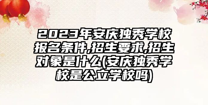 2023年安慶獨秀學校報名條件,招生要求,招生對象是什么(安慶獨秀學校是公立學校嗎)