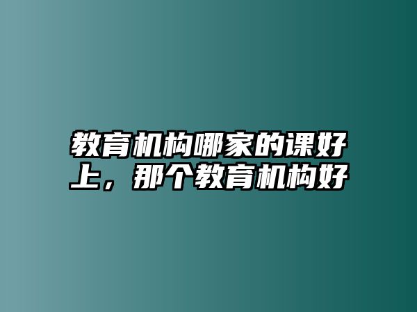 教育機構(gòu)哪家的課好上，那個教育機構(gòu)好