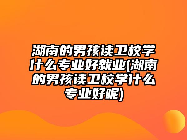 湖南的男孩讀衛(wèi)校學(xué)什么專業(yè)好就業(yè)(湖南的男孩讀衛(wèi)校學(xué)什么專業(yè)好呢)