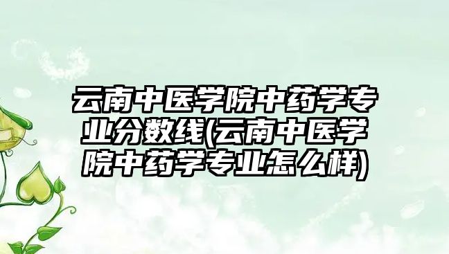 云南中醫(yī)學院中藥學專業(yè)分數線(云南中醫(yī)學院中藥學專業(yè)怎么樣)