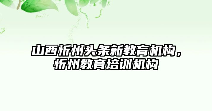 山西忻州頭條新教育機構(gòu)，忻州教育培訓(xùn)機構(gòu)