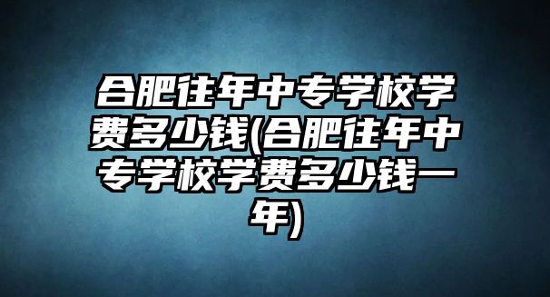 合肥往年中專學校學費多少錢(合肥往年中專學校學費多少錢一年)