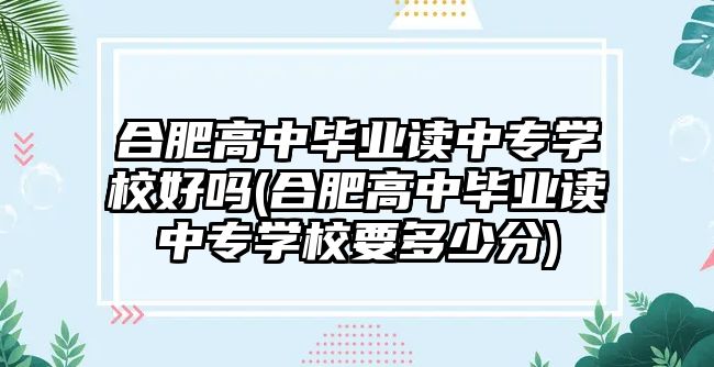 合肥高中畢業(yè)讀中專學校好嗎(合肥高中畢業(yè)讀中專學校要多少分)