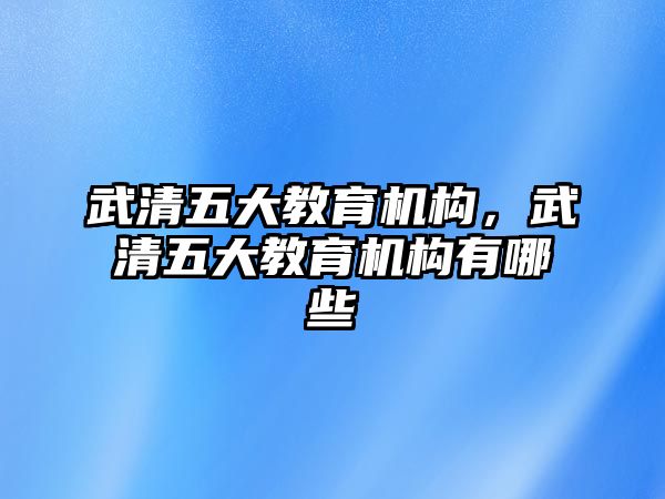 武清五大教育機構(gòu)，武清五大教育機構(gòu)有哪些