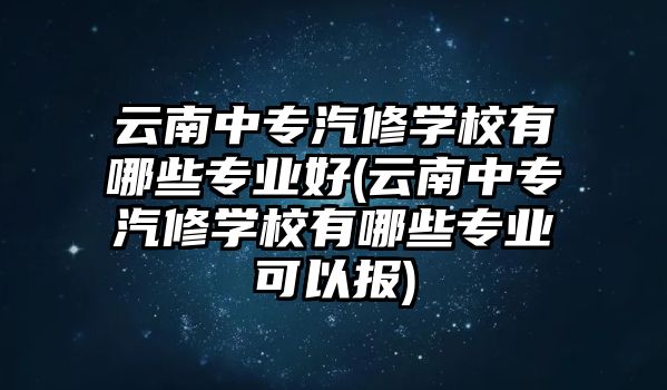 云南中專汽修學(xué)校有哪些專業(yè)好(云南中專汽修學(xué)校有哪些專業(yè)可以報(bào))