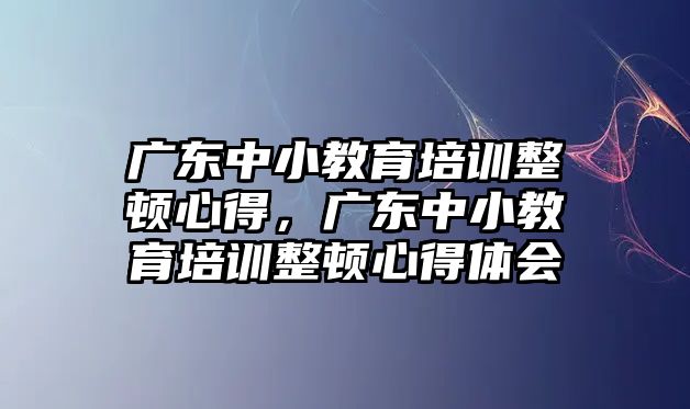 廣東中小教育培訓(xùn)整頓心得，廣東中小教育培訓(xùn)整頓心得體會