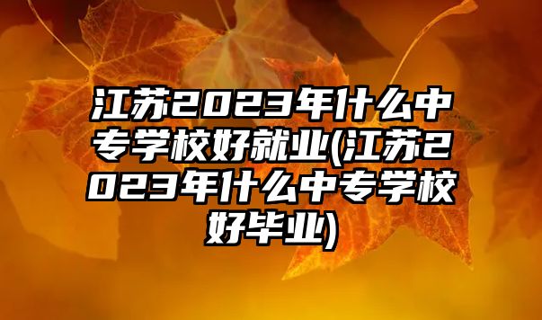 江蘇2023年什么中專學(xué)校好就業(yè)(江蘇2023年什么中專學(xué)校好畢業(yè))