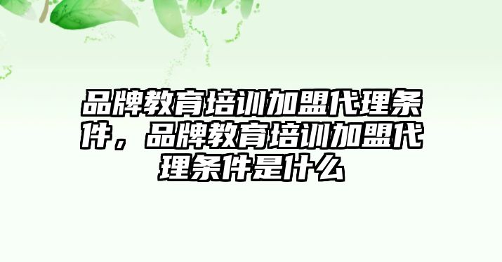 品牌教育培訓(xùn)加盟代理條件，品牌教育培訓(xùn)加盟代理條件是什么