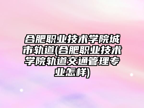 合肥職業(yè)技術學院城市軌道(合肥職業(yè)技術學院軌道交通管理專業(yè)怎樣)