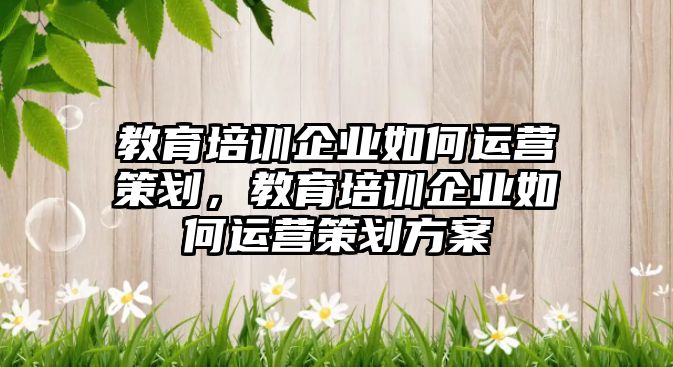 教育培訓企業(yè)如何運營策劃，教育培訓企業(yè)如何運營策劃方案