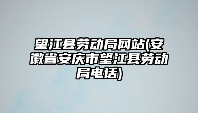 望江縣勞動局網(wǎng)站(安徽省安慶市望江縣勞動局電話)