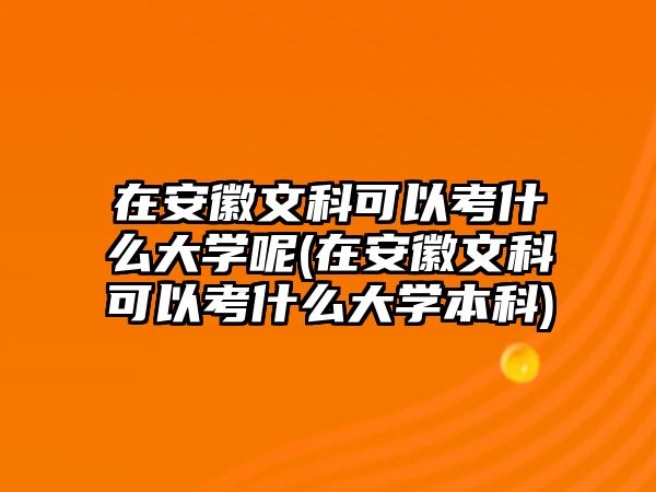 在安徽文科可以考什么大學呢(在安徽文科可以考什么大學本科)