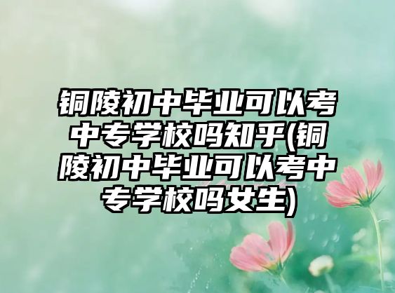 銅陵初中畢業(yè)可以考中專學校嗎知乎(銅陵初中畢業(yè)可以考中專學校嗎女生)