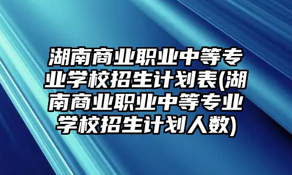 湖南商業(yè)職業(yè)中等專業(yè)學校招生計劃表(湖南商業(yè)職業(yè)中等專業(yè)學校招生計劃人數(shù))