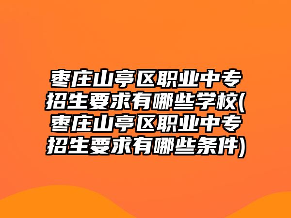 棗莊山亭區(qū)職業(yè)中專招生要求有哪些學(xué)校(棗莊山亭區(qū)職業(yè)中專招生要求有哪些條件)