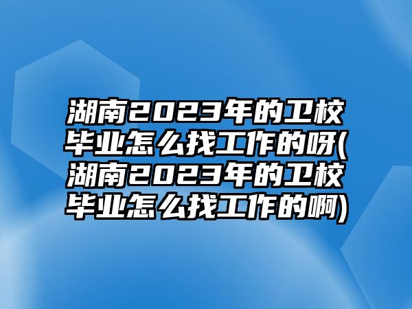 湖南2023年的衛(wèi)校畢業(yè)怎么找工作的呀(湖南2023年的衛(wèi)校畢業(yè)怎么找工作的啊)