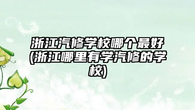 浙江汽修學校哪個最好(浙江哪里有學汽修的學校)