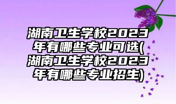 湖南衛(wèi)生學(xué)校2023年有哪些專業(yè)可選(湖南衛(wèi)生學(xué)校2023年有哪些專業(yè)招生)