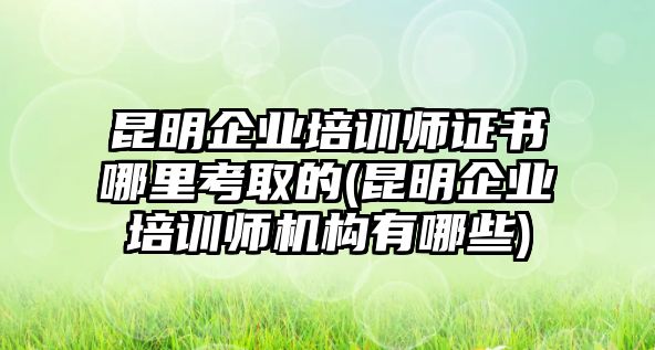 昆明企業(yè)培訓師證書哪里考取的(昆明企業(yè)培訓師機構有哪些)