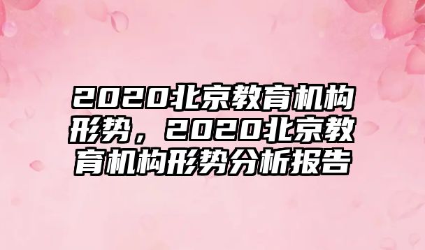 2020北京教育機構(gòu)形勢，2020北京教育機構(gòu)形勢分析報告