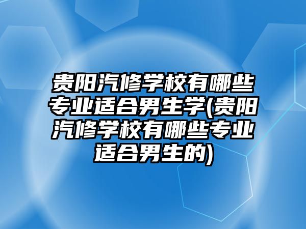 貴陽汽修學(xué)校有哪些專業(yè)適合男生學(xué)(貴陽汽修學(xué)校有哪些專業(yè)適合男生的)