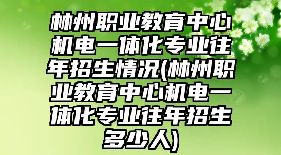 林州職業(yè)教育中心機(jī)電一體化專業(yè)往年招生情況(林州職業(yè)教育中心機(jī)電一體化專業(yè)往年招生多少人)