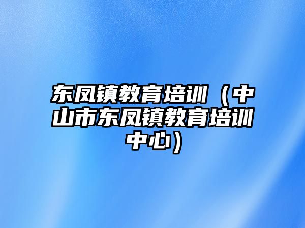 東鳳鎮(zhèn)教育培訓(xùn)（中山市東鳳鎮(zhèn)教育培訓(xùn)中心）