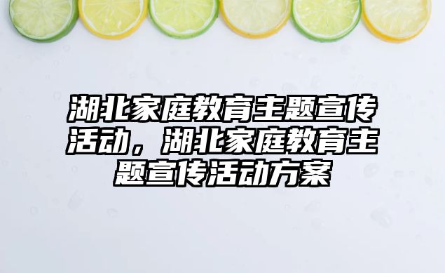 湖北家庭教育主題宣傳活動，湖北家庭教育主題宣傳活動方案