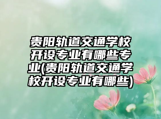 貴陽軌道交通學(xué)校開設(shè)專業(yè)有哪些專業(yè)(貴陽軌道交通學(xué)校開設(shè)專業(yè)有哪些)