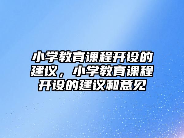 小學教育課程開設的建議，小學教育課程開設的建議和意見