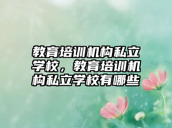 教育培訓機構私立學校，教育培訓機構私立學校有哪些