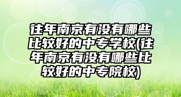 往年南京有沒有哪些比較好的中專學(xué)校(往年南京有沒有哪些比較好的中專院校)