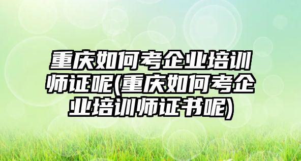 重慶如何考企業(yè)培訓(xùn)師證呢(重慶如何考企業(yè)培訓(xùn)師證書呢)