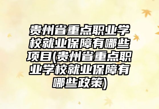 貴州省重點(diǎn)職業(yè)學(xué)校就業(yè)保障有哪些項(xiàng)目(貴州省重點(diǎn)職業(yè)學(xué)校就業(yè)保障有哪些政策)