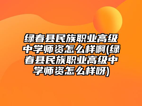 綠春縣民族職業(yè)高級中學師資怎么樣啊(綠春縣民族職業(yè)高級中學師資怎么樣呀)