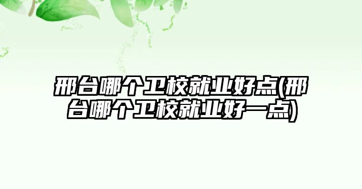 邢臺(tái)哪個(gè)衛(wèi)校就業(yè)好點(diǎn)(邢臺(tái)哪個(gè)衛(wèi)校就業(yè)好一點(diǎn))