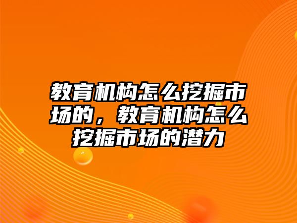 教育機構(gòu)怎么挖掘市場的，教育機構(gòu)怎么挖掘市場的潛力